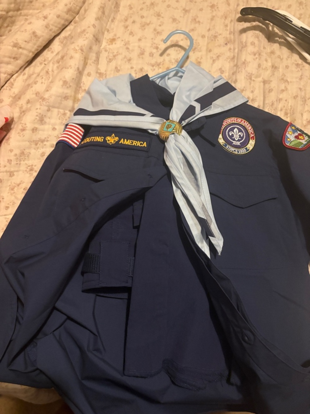 Boy Scouts Kids Navy Blue Uniform Shirt and Light Blue Neckerchief